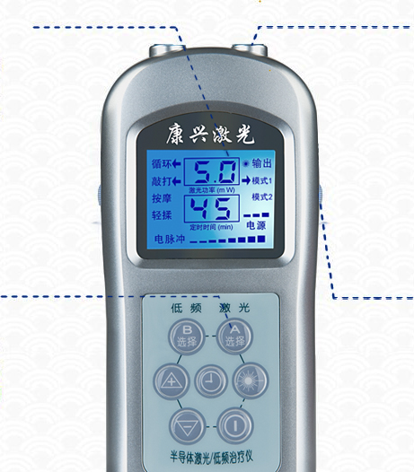 康兴三高半导体激光/低频治疗仪GX-2000A激光照射功能按键操作图-康兴官网